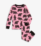 Little Blue House Girls Pink Wild Bears Pajama Set