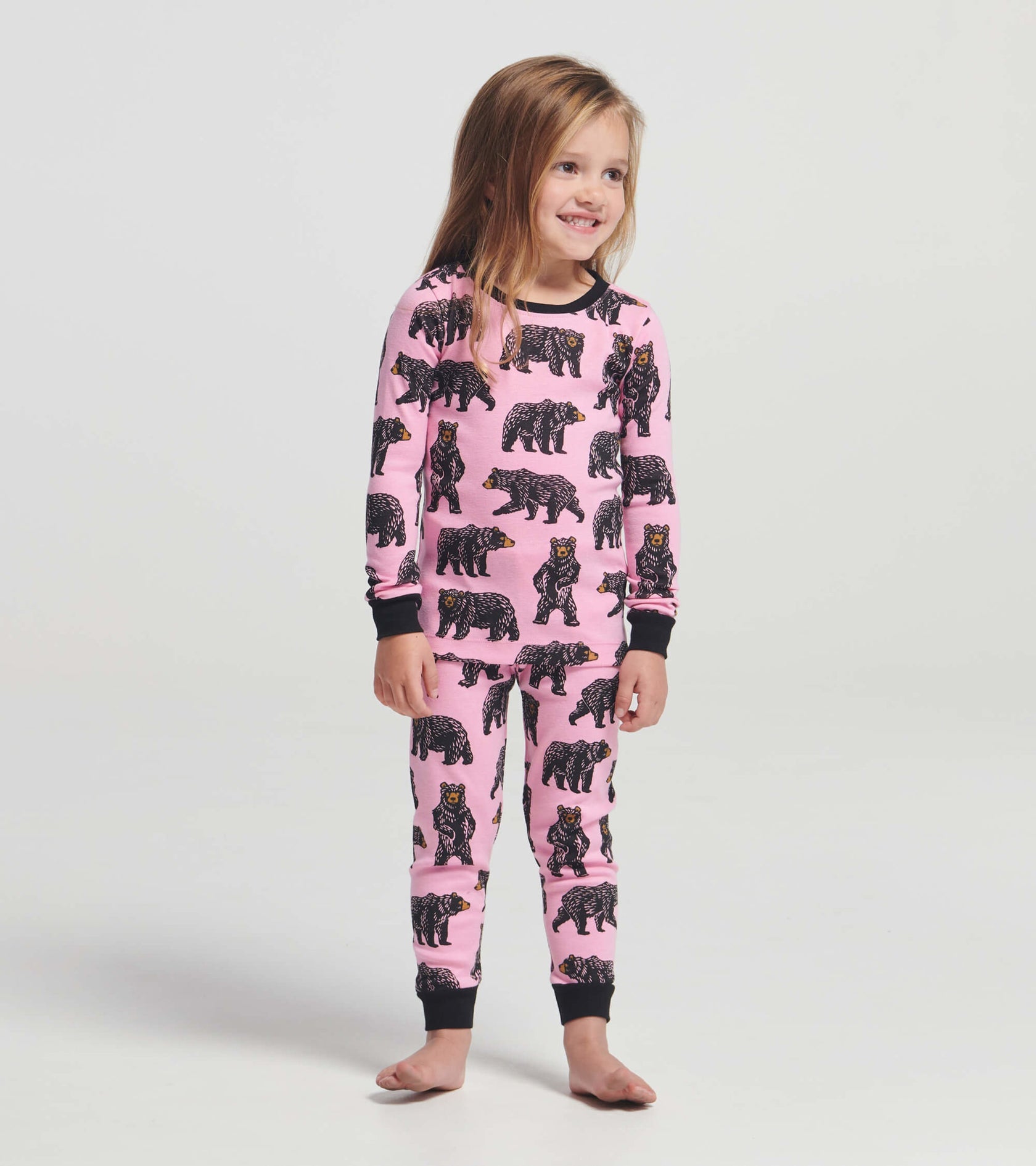 Little Blue House Girls Pink Wild Bears Pajama Set