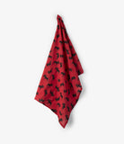 Little Blue House Moose On Red Tea Towel