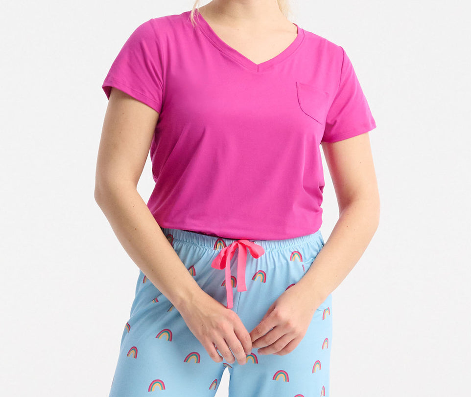 Little Blue House Women's Rose Violet V-Neck Tee In A Bag