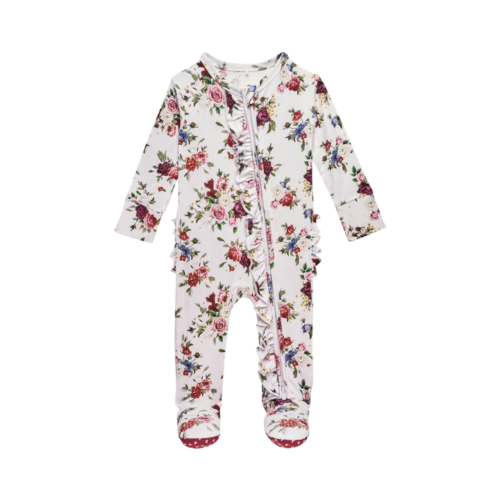 Posh Peanut Footie Ruffled Zippered One Piece