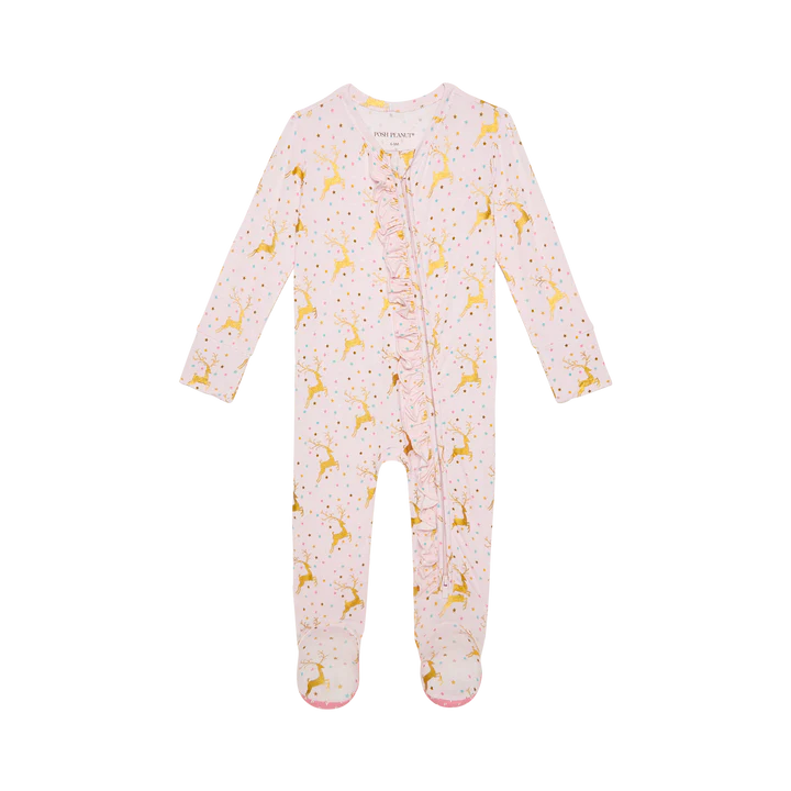 Posh Peanut Footie Ruffled Zippered One Piece