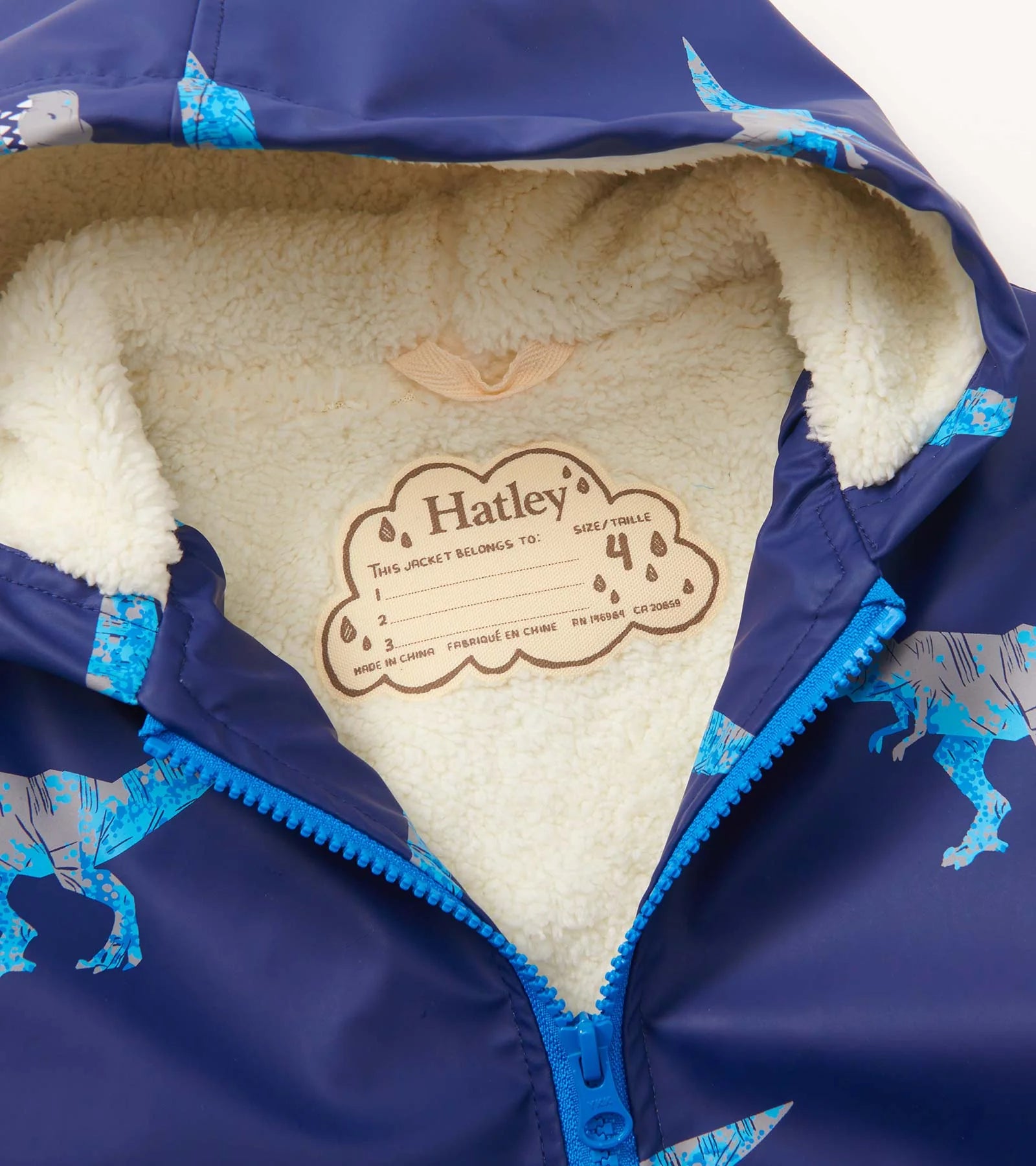 Hatley T-Rex Attack Sherpa Lined Splash Rain Jacket