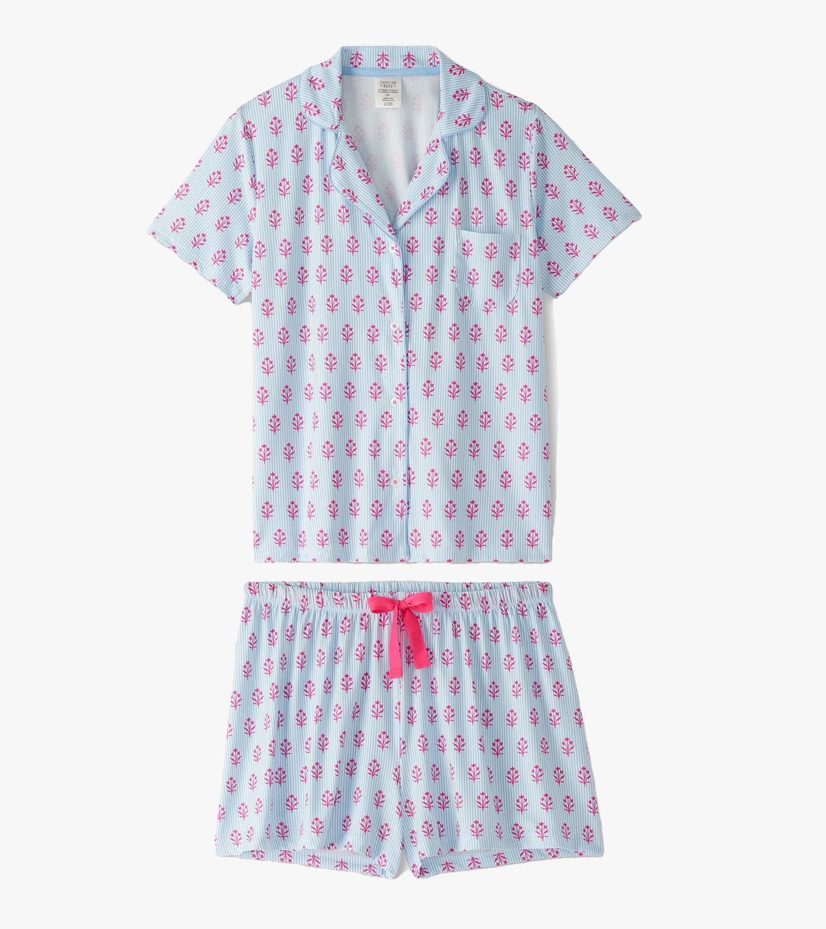 Little Blue House Wild Flowers Button Down Short PJ Set in A Bag