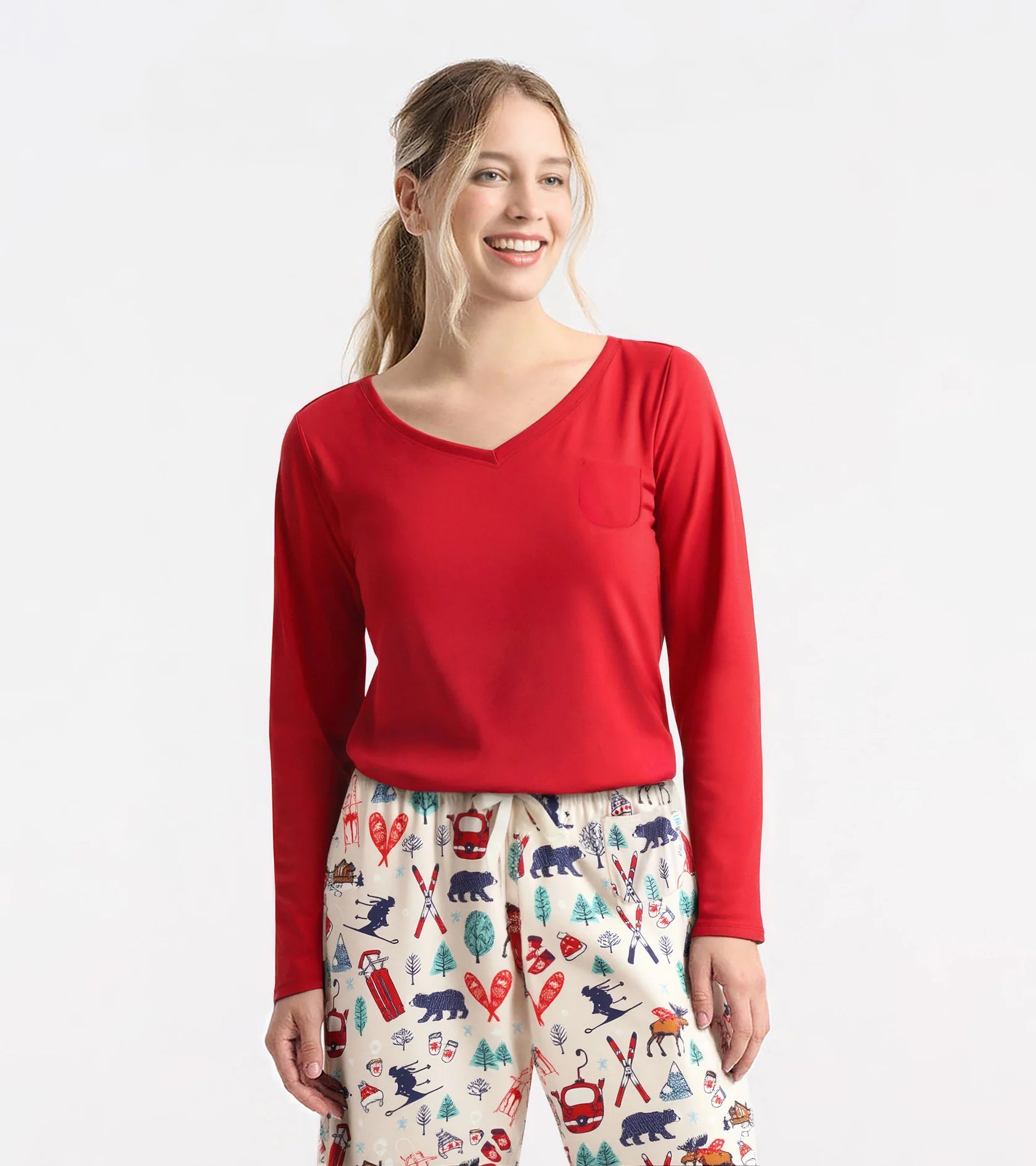Little Blue House Red Women's Long Sleeve Tee in a Bag