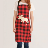 Little Blue House Moose on Plaid Apron