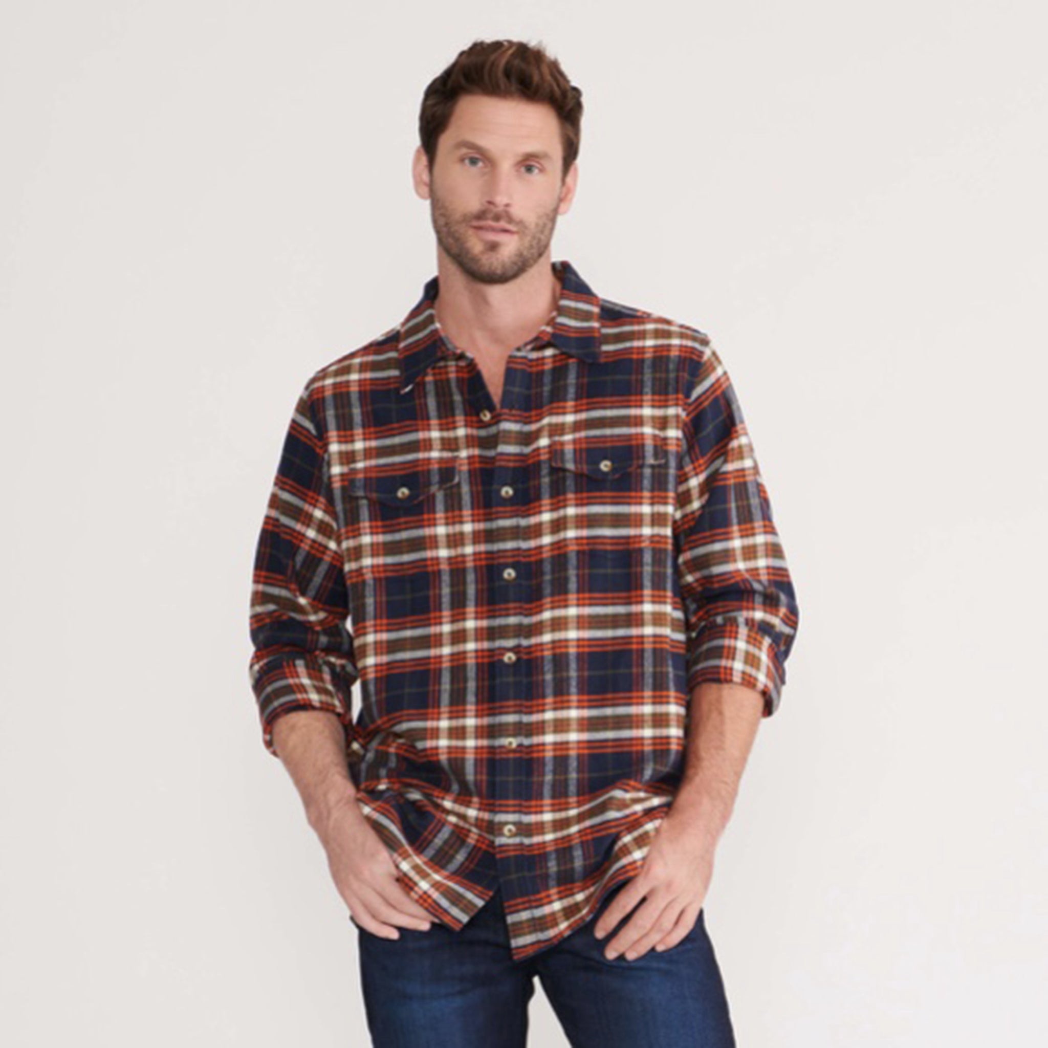 Little Blue House Blue Plaid Men's Heritage Flannel Shirt