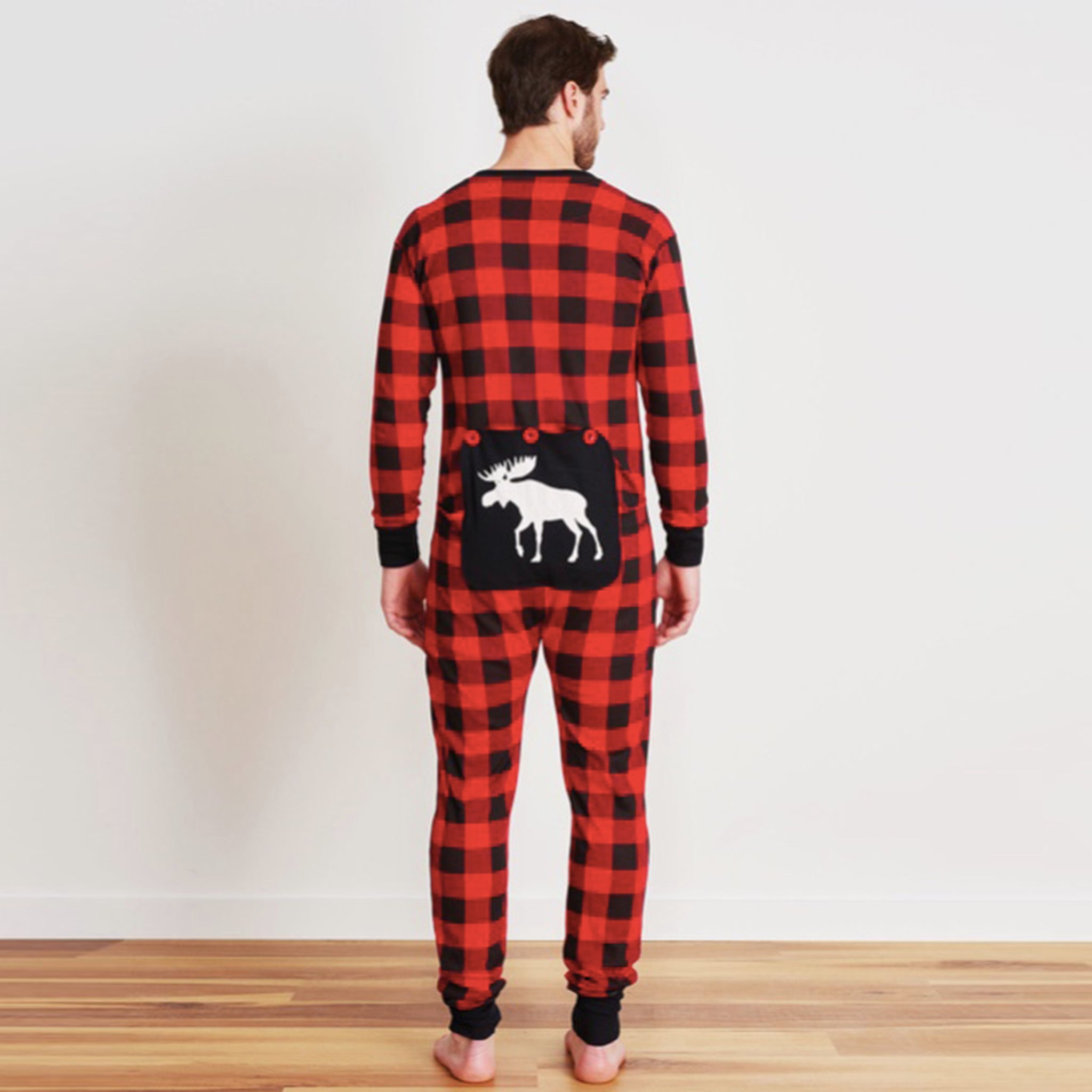 Moose on Plaid Union Suit Adult