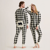Little Blue House Cream Plaid Adult Union Suit