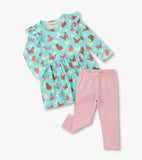 Hatley Ruffle Dress and Stripped leggings set
