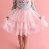 Posh Peanut Long Sleeve Tulle Tiered Dress