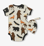 Little Blue House Wildlife Baby Bodysuit With Hat