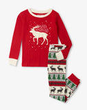 Little Blue House Elk fair isle Kids Pajama Set