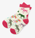 Little Blue House Patterned Moose Kids Crew Socks