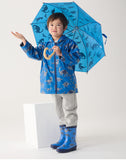 Hatley Broken Dino Stamp Zip Up Rain Jacket