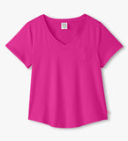 Little Blue House Women's Rose Violet V-Neck Tee In A Bag