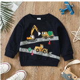 PatPat Toddler/Boy Vehicle Excavator Print Pullover Sweatshirt