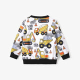 PatPat Toddler/Boy Vehicle Excavator Print Pullover Sweatshirt