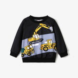 PatPat Toddler/Boy Vehicle Excavator Print Pullover Sweatshirt