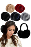 Cap Zone Fluffy Faux Fur Foldable Winter Earmuffs Solids