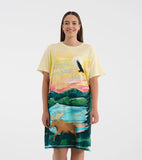 Little Blue House Beside Still Water Watercolor Women’s Sleepshirt