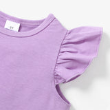 PatPat 2pcs Toddler Girl Sweet Tee and Stripe Belted Shorts