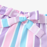 PatPat 2pcs Toddler Girl Sweet Tee and Stripe Belted Shorts