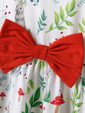 PatPat Toddler Girl Floral Print Bowknot Sleeveless Dress