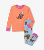 Little Blue House Girls Happy Otters Pajama Set