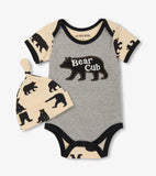 Little Blue House Grey Baby Bear Bodysuit With Hat
