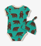 Little Blue house Baby Boys Brown Bears Bodysuit & Hat