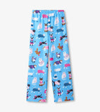 Little Blue House Moose on Red Youth Polar Pants