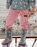 Deux Par Deux Rain Boots In Natural Rubber Cat Print