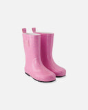 Deux Par Deux Rain Boots In Natural Rubber Pink Glitter