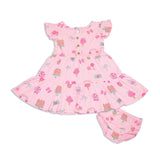 Silkberry Bamboo Flutter Sleeve Tiered Dress with Bloomer