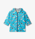 Hatley Boys Colour Changing Shark Party Zip-Up Rain Jacket