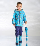 Hatley Boys Colour Changing Shark Party Zip-Up Rain Jacket