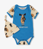 Little Blue House Baby Boys Blue Moose Bear Hug Bodysuit & Hat