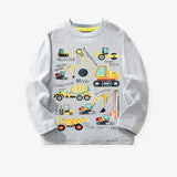 The Find Peaks Trendy Excavator Print Long Sleeve T-Shirt For Boys