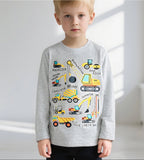 The Find Peaks Trendy Excavator Print Long Sleeve T-Shirt For Boys