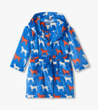 Little Blue Silhouette Fuzzy Fleece Robes