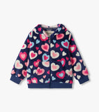 Hatley Girls Bunches Of Hearts Fleece Zip-Up Hoodie