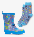 Hatley Dragon Realm Shiny Rain Boots & Matching socks