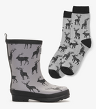 Hatley Majestic Elk Matte Rain boots & Matching socks