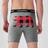 Little Blue House Red Plaid Bear Men's Boxer Briefs