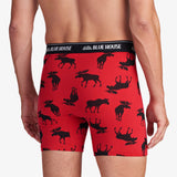 Little Blue House Moose on Red Men's Boxer Briefs