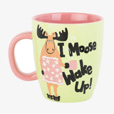 Little Blue House I Moose Wake Up Curved Ceramic Mug