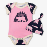 Little Blue House Baby Bear Pink Bodysuit & Hat