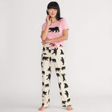 Little Blue House Black Bears on Natural Women's Jersey Pajama Pants