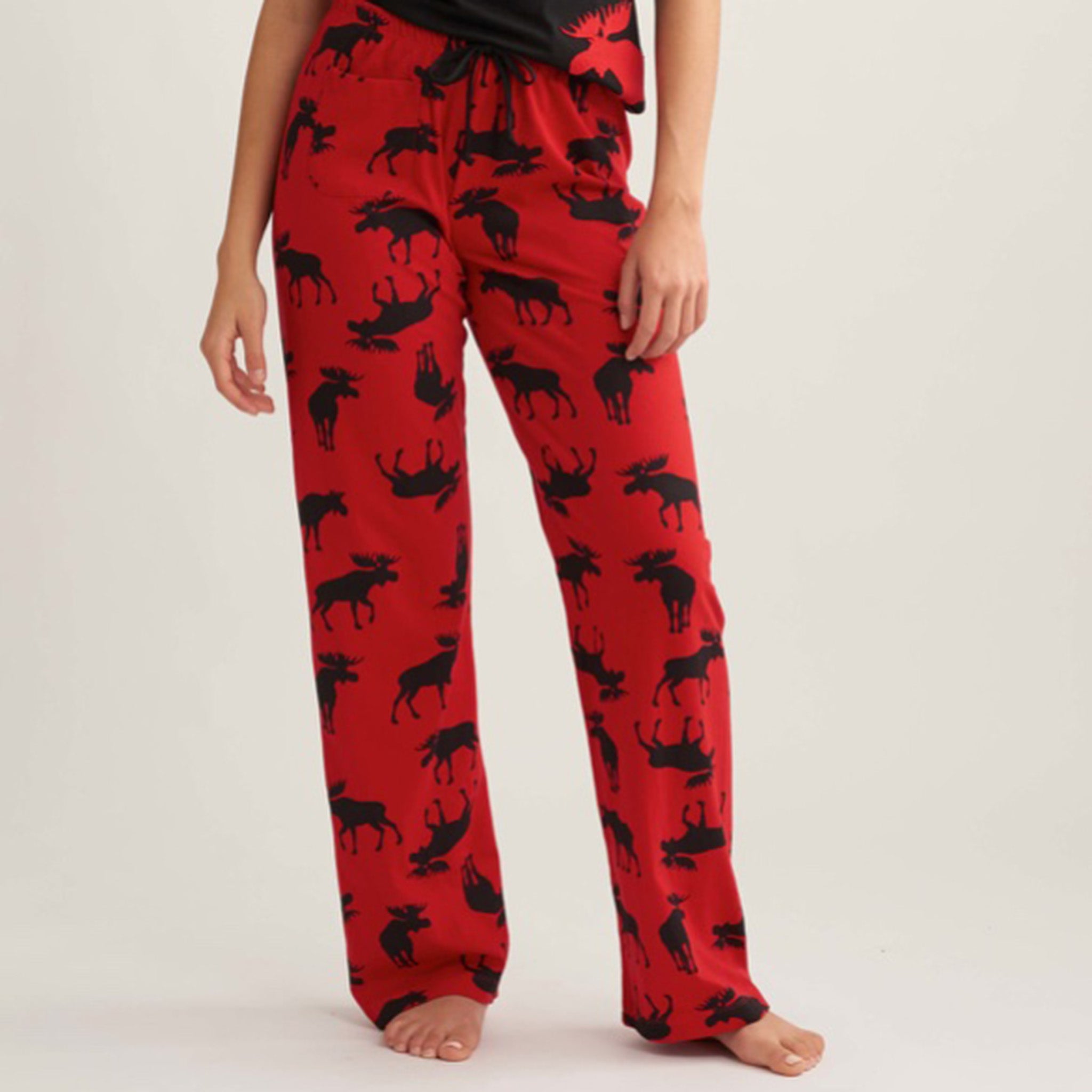 Little Blue House Moose on Red Women's Jersey Pajama Pants – Kozy Kermodes  Canada